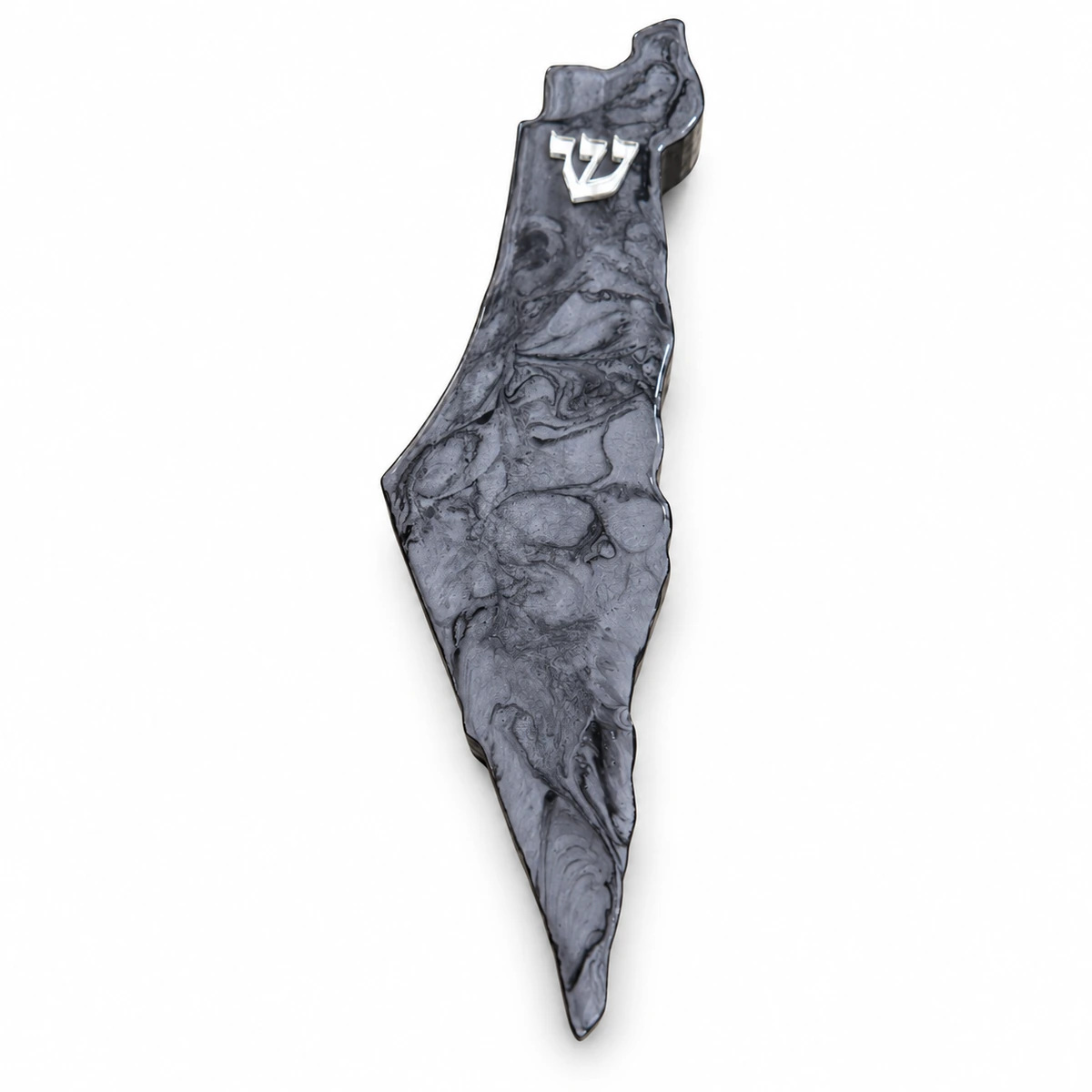 בית מזוזה מפת ישראל – כסוף ושחור